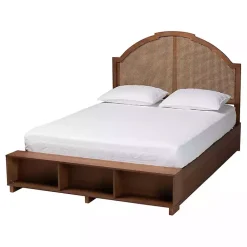 Kirklands Home Walnut Rattan Queen Storage Bed Brown Online