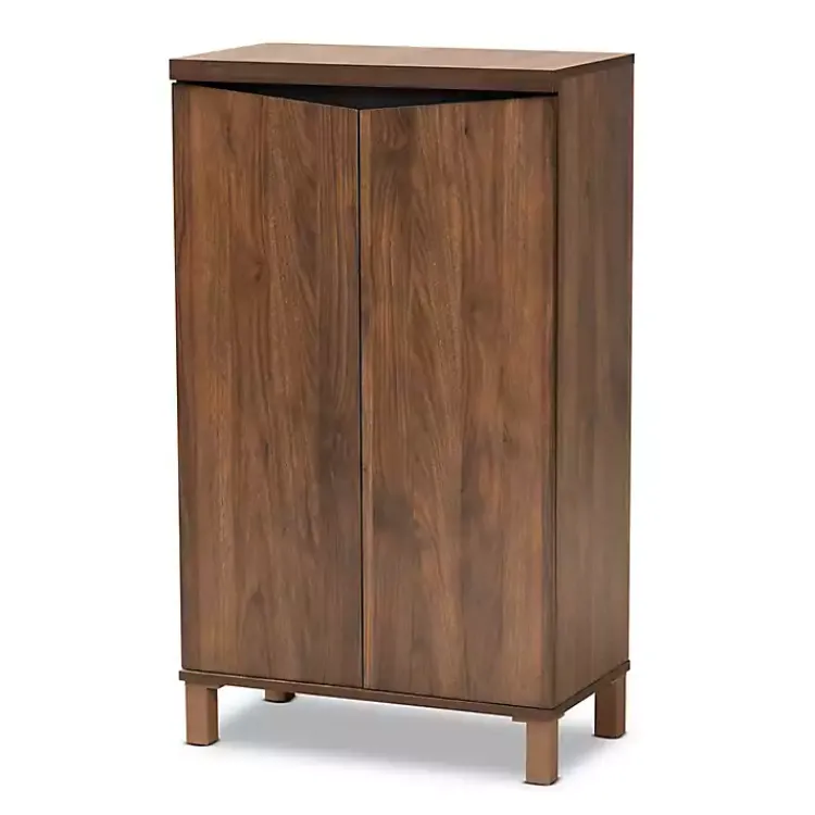 Kirklands Home Walnut Slim Shoe Storage Cabinet Brown New