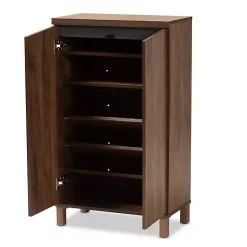 Kirklands Home Walnut Slim Shoe Storage Cabinet Brown New