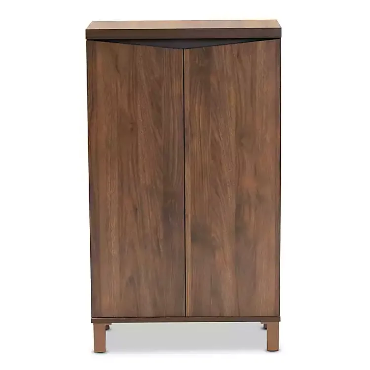 Kirklands Home Walnut Slim Shoe Storage Cabinet Brown New