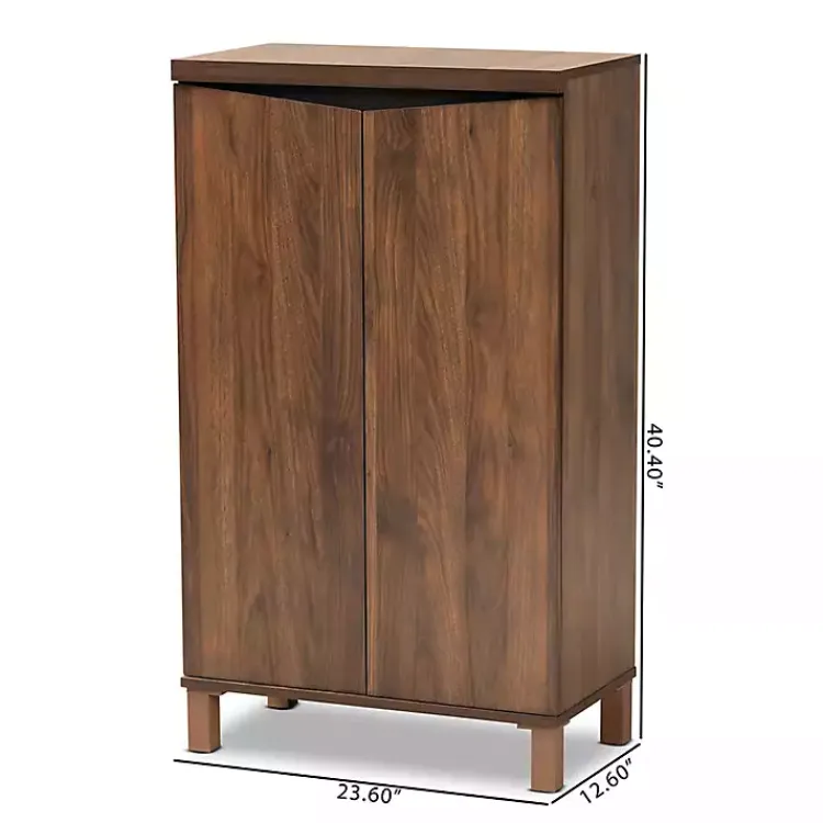 Kirklands Home Walnut Slim Shoe Storage Cabinet Brown New