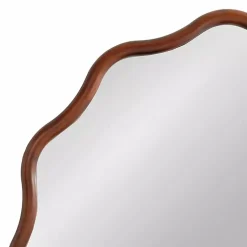 Kirklands Home Walnut Wavy Scallop Round Wall Mirror Brown Discount