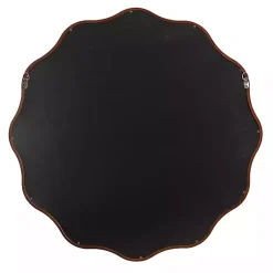 Kirklands Home Walnut Wavy Scallop Round Wall Mirror Brown Discount
