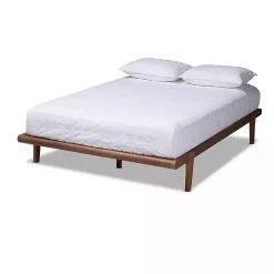 Kirklands Home Walnut Wood Full Platform Bed Brown New