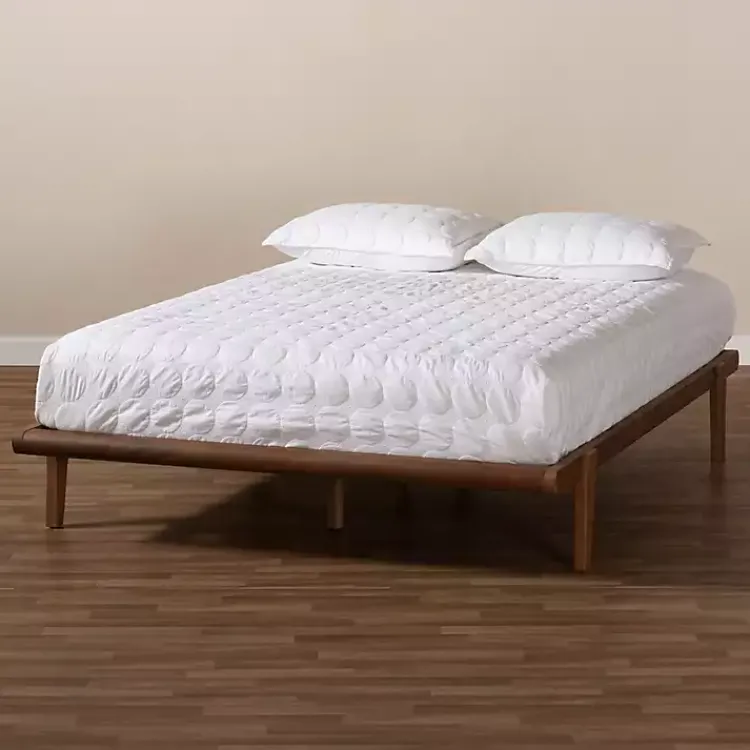 Kirklands Home Walnut Wood Full Platform Bed Brown New