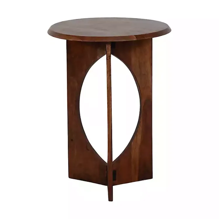 Kirklands Home Walnut Cut-Out Round Accent Table Brown Sale