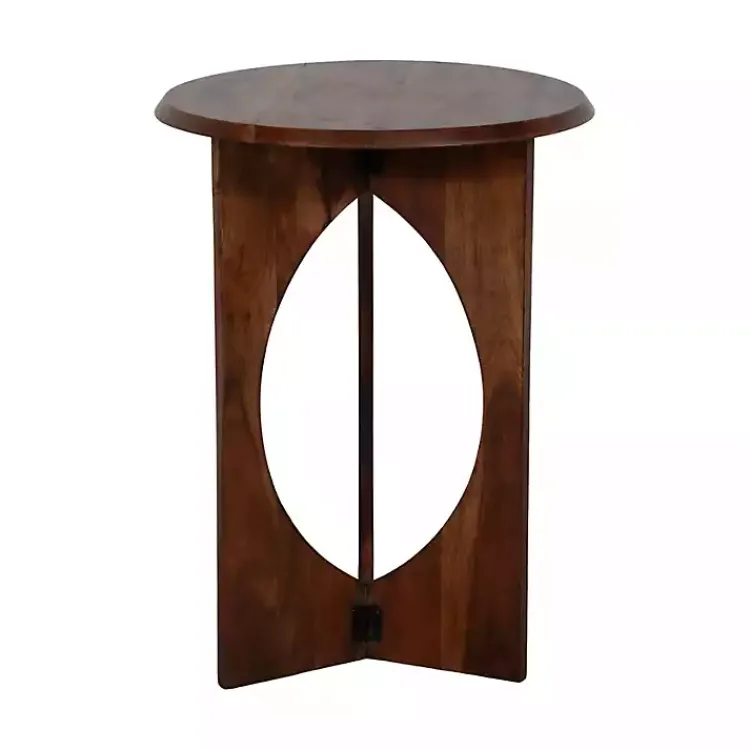 Kirklands Home Walnut Cut-Out Round Accent Table Brown Sale