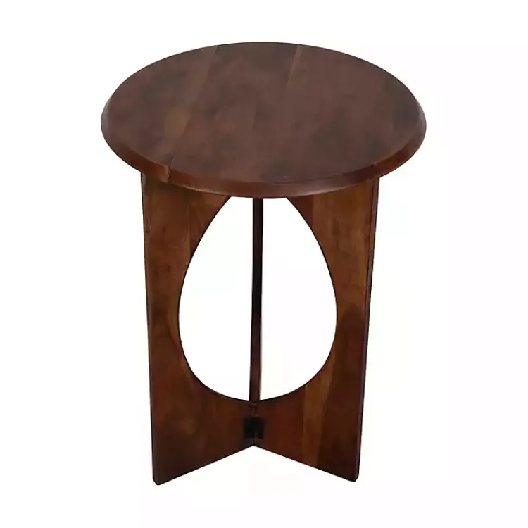 Kirklands Home Walnut Cut-Out Round Accent Table Brown Sale