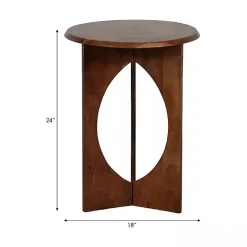 Kirklands Home Walnut Cut-Out Round Accent Table Brown Sale