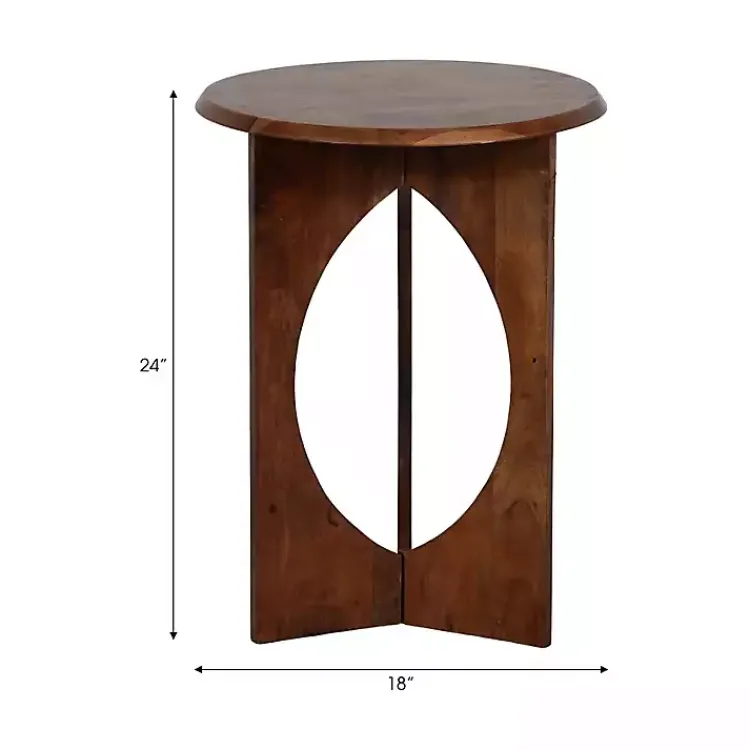 Kirklands Home Walnut Cut-Out Round Accent Table Brown Sale