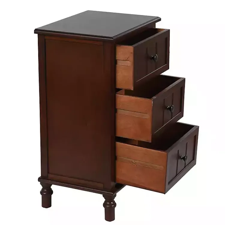 Kirklands Home Walnut 3-Drawer Winne Accent Table Brown Clearance