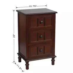 Kirklands Home Walnut 3-Drawer Winne Accent Table Brown Clearance