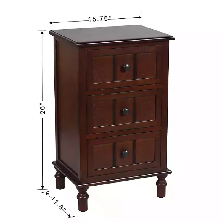 Kirklands Home Walnut 3-Drawer Winne Accent Table Brown Clearance