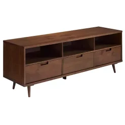 Kirklands Home Walnut 3-Drawer Wood TV Stand Brown