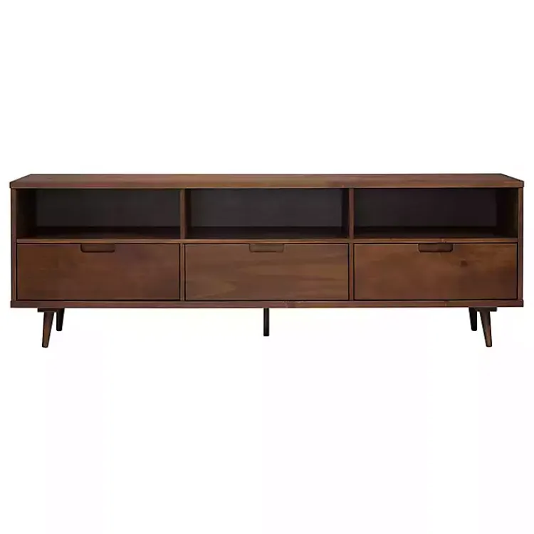 Kirklands Home Walnut 3-Drawer Wood TV Stand Brown