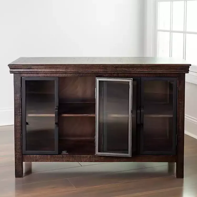 Kirklands Home Walnut Henry Cabinet with Glass Doors Brown Hot