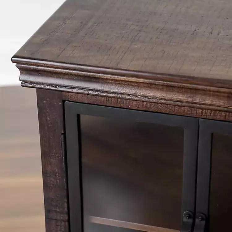 Kirklands Home Walnut Henry Cabinet with Glass Doors Brown Hot