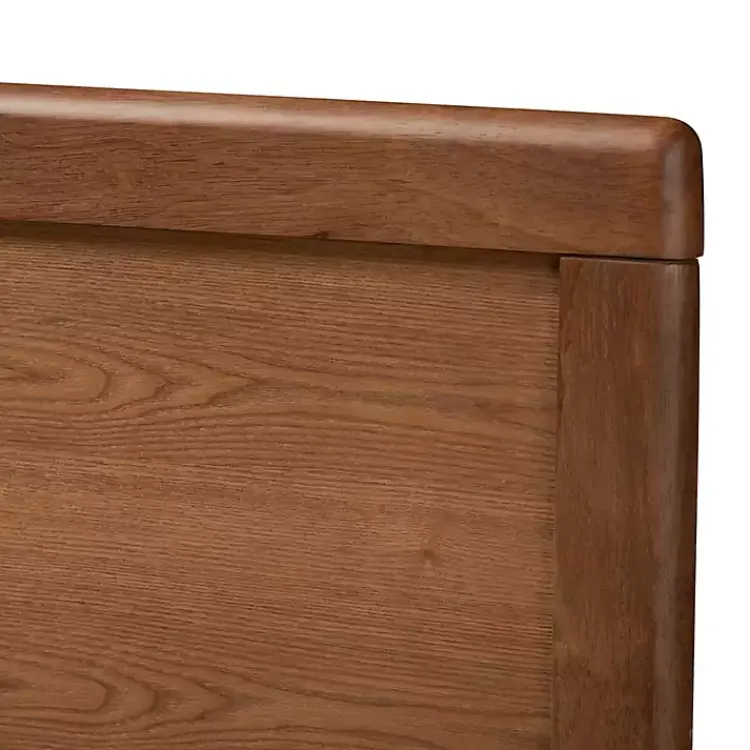 Kirklands Home Walnut Inset Paneling Platform Queen Bed Brown Outlet