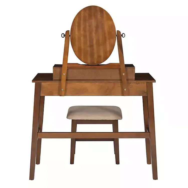 Kirklands Home Walnut Lorna Tilting Mirror 2-pc. Vanity Set Brown Clearance
