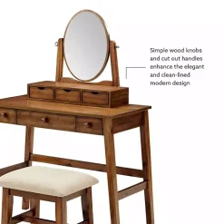 Kirklands Home Walnut Lorna Tilting Mirror 2-pc. Vanity Set Brown Clearance
