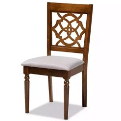 Kirklands Home Walnut Lylah Upholstered Dining Chairs, Set of 4 Gray Clearance