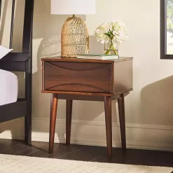 Kirklands Home Walnut Mid-Century Modern Nightstand Brown Outlet
