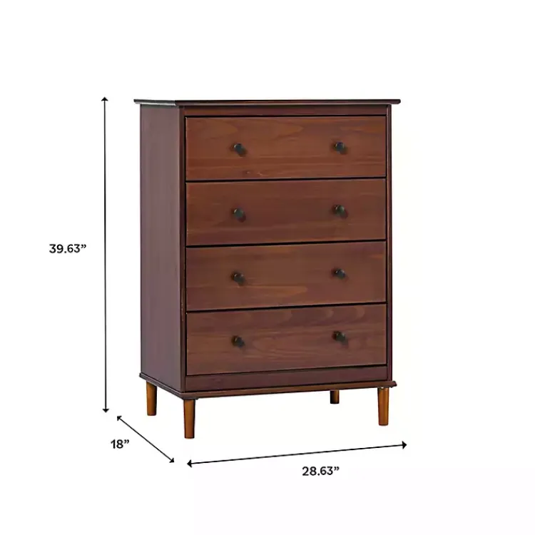 Kirklands Home Walnut Mid-Century Modern 4-Drawer Wood Dresser Brown Best