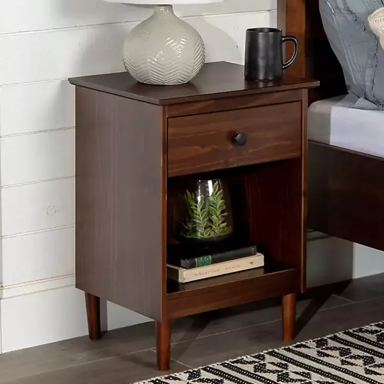 Kirklands Home Walnut One-Drawer Wood Nightstand Brown Online