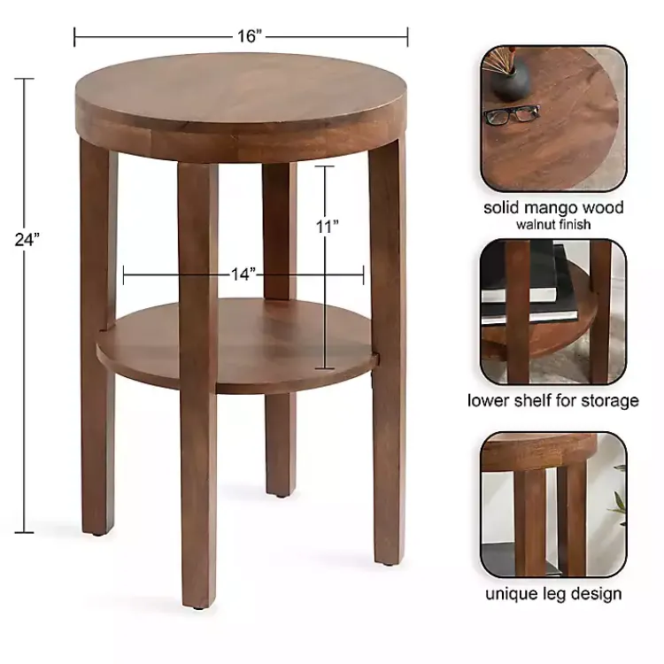 Kirklands Home Walnut Round Talen Accent Table Brown Sale