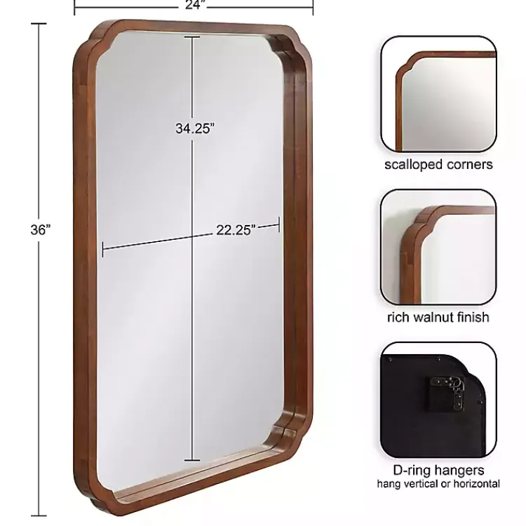 Kirklands Home Walnut Scallop Rectangle Wall Mirror Hot