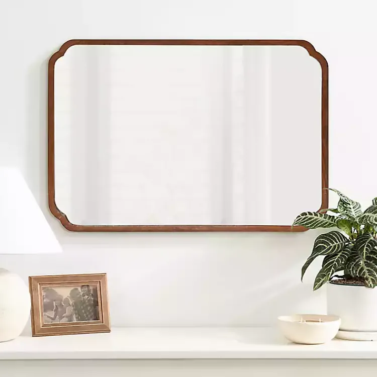 Kirklands Home Walnut Scallop Rectangle Wall Mirror Hot