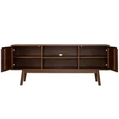 Kirklands Home Walnut Solid Wood TV Console Brown Discount