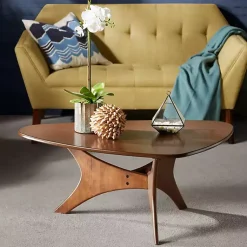 Kirklands Home Walnut Triangle Modern Coffee Table Brown Discount