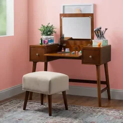 Kirklands Home Walnut Viola Flip-Top 2-pc. Vanity Set Brown Outlet