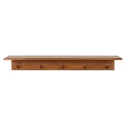 Kirklands Home Walnut Wood Alia Shelf with Hooks New