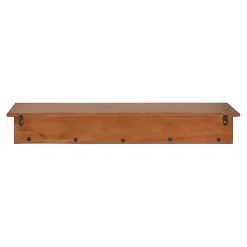 Kirklands Home Walnut Wood Alia Shelf with Hooks New