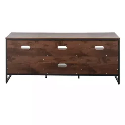 Kirklands Home Walnut Wood and Black Steel Media Stand Brown Sale