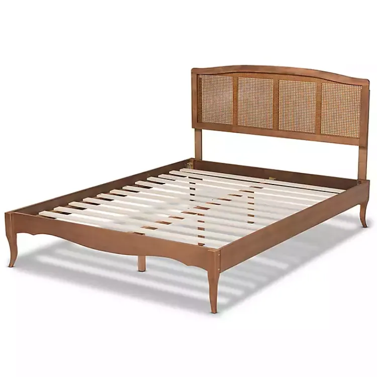 Kirklands Home Walnut Wood and Rattan King Bed Frame Brown Best
