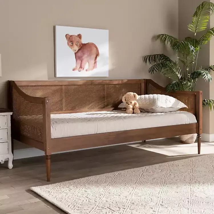 Kirklands Home Walnut Wood and Rattan Twin Daybed Brown Online