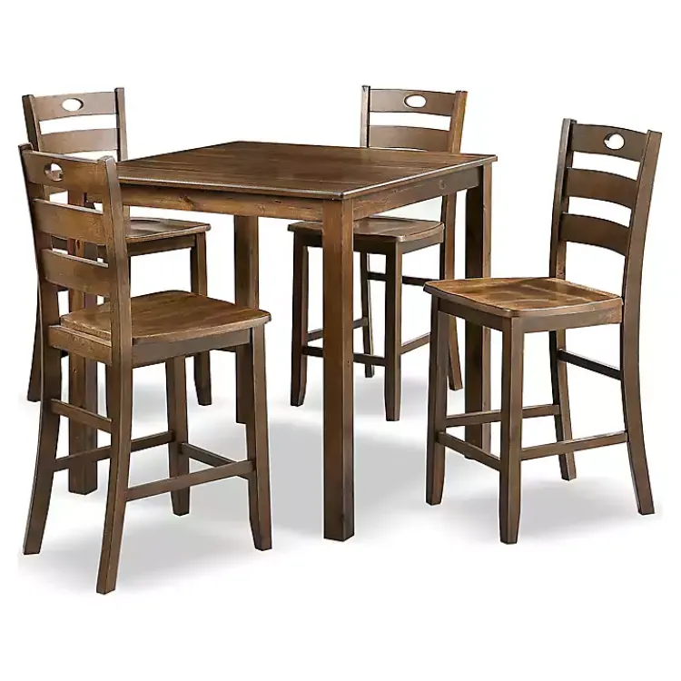 Kirklands Home Walnut Wood Brooke 5-pc. Counter Height Set Brown