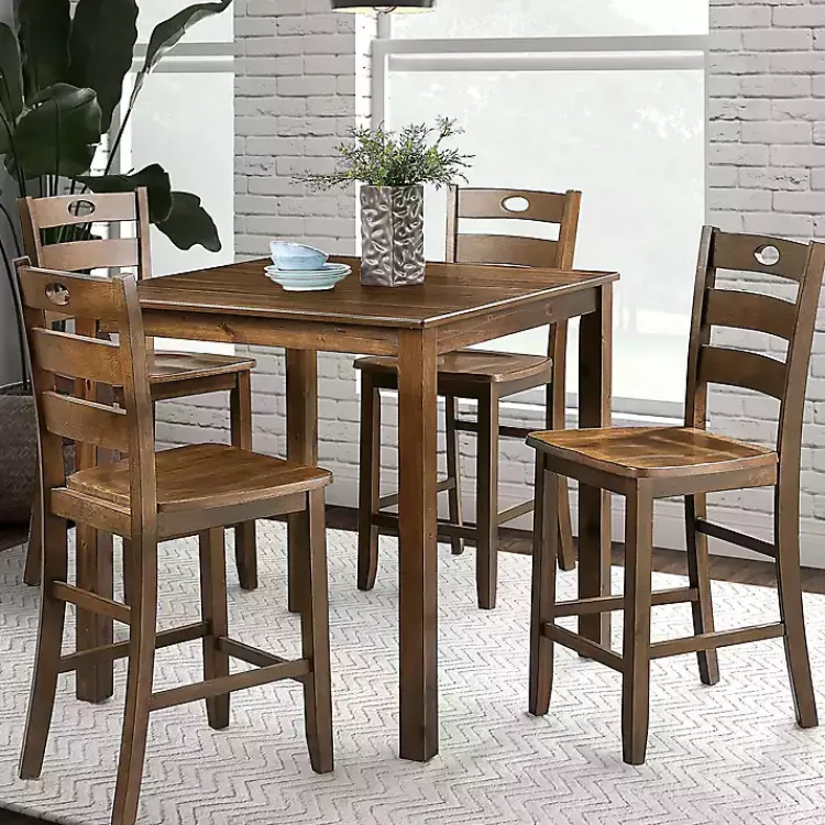 Kirklands Home Walnut Wood Brooke 5-pc. Counter Height Set Brown