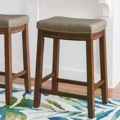Kirklands Home Walnut Wood Counter Stool with Cushion Gray Best