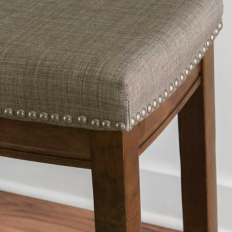 Kirklands Home Walnut Wood Counter Stool with Cushion Gray Best