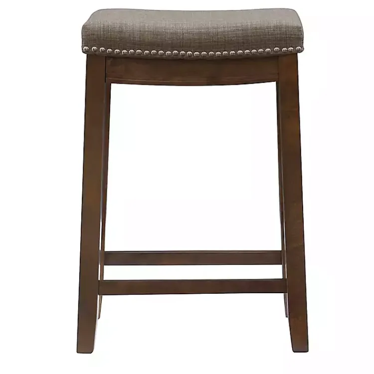 Kirklands Home Walnut Wood Counter Stool with Cushion Gray Best