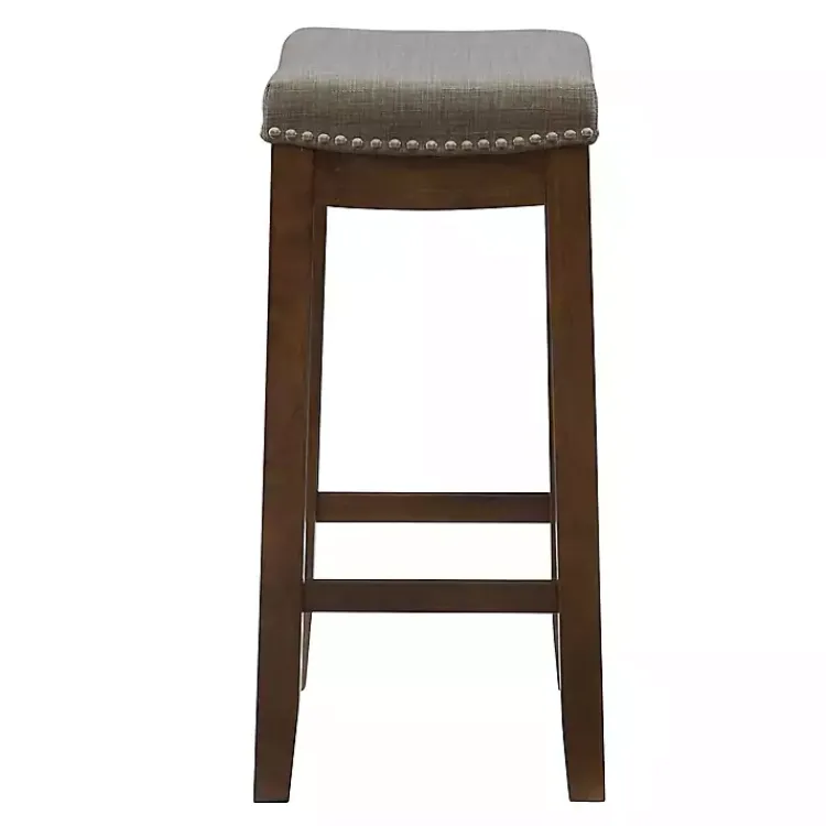 Kirklands Home Walnut Wood Counter Stool with Cushion Gray Best