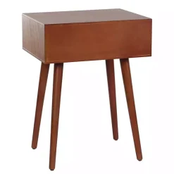 Kirklands Home Walnut Wood 1-Drawer Arthur Accent Table Brown Hot