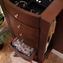 Kirklands Home Walnut Wood 6-Drawer Maddie Jewelry Armoire Brown Outlet