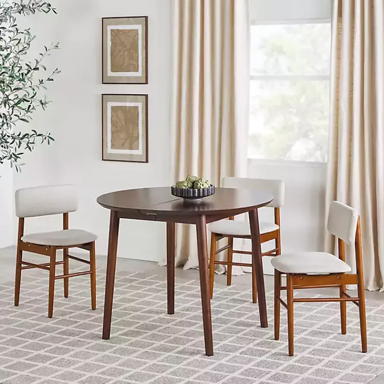 Kirklands Home Walnut Wood Oval Dining Table with Leaf Brown Outlet