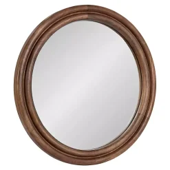Kirklands Home Walnut Wood Ribbed Round Wall Mirror