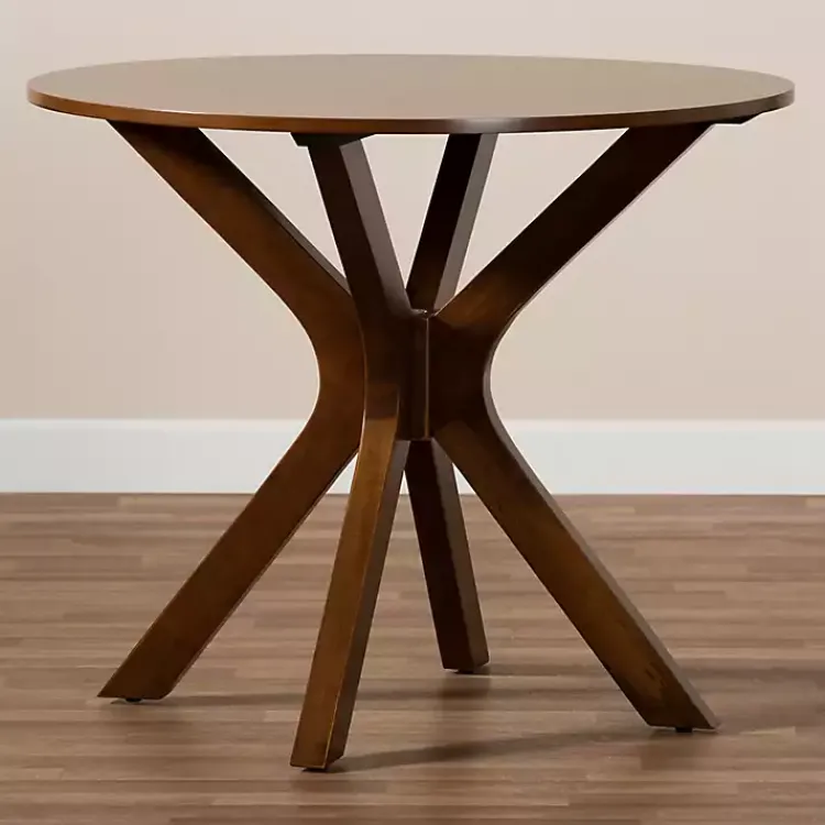 Kirklands Home Walnut Wood Round Kenji Small Dining Table Brown Best